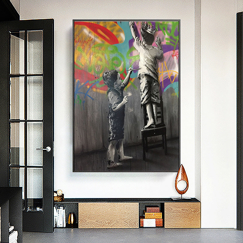 Quadro su tela “Amici di Guai” con ritratto colorato e vivace in stile pop art, perfetto per aggiungere un tocco di allegria e originalità alla casa