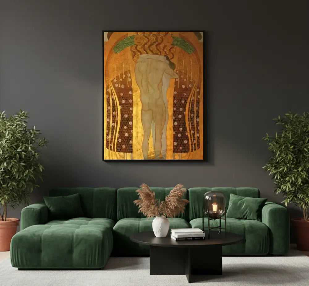 quadro fregio di beethoven klimt inno alla gioia stampa su tela arte simbolista decorativa elegante soggiorno