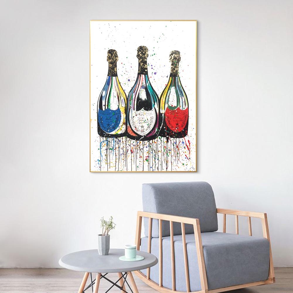 Quadro Bottiglie di Champagne, un dipinto che rappresenta il lusso e la celebrazione, ideale per arredare con stile e classe ogni spazio.