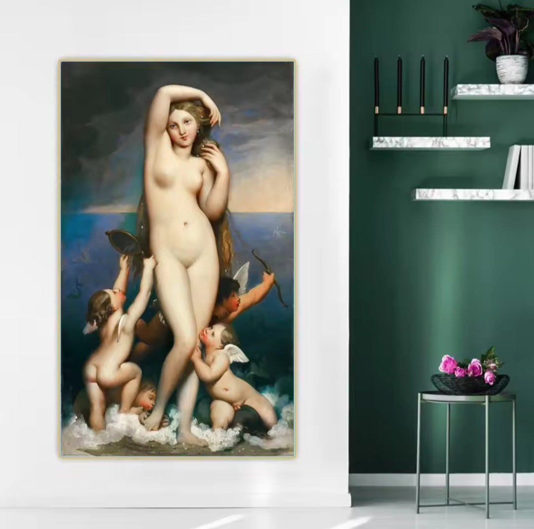Venere Anadiomene Ingres: stampa su tela arte classica che ritrae la Venere nascente. La composizione verticale e la posa pudica incarnano il quadro Neoclassicismo Venere di Jean-Auguste-Dominique Ingres.