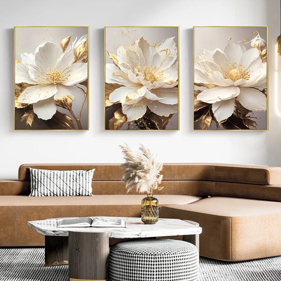 Quadro su tela 'Eleganza di Fiori' con dettagli floreali eleganti, ideale per arredare con stile e armonia.