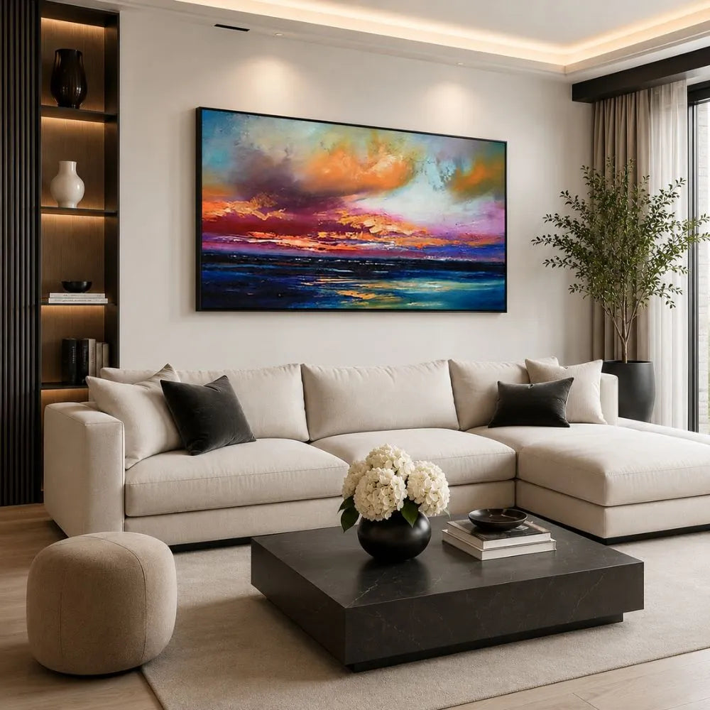 Immensità al tramonto – quadro moderno su tela disponibile con telaio o cornice