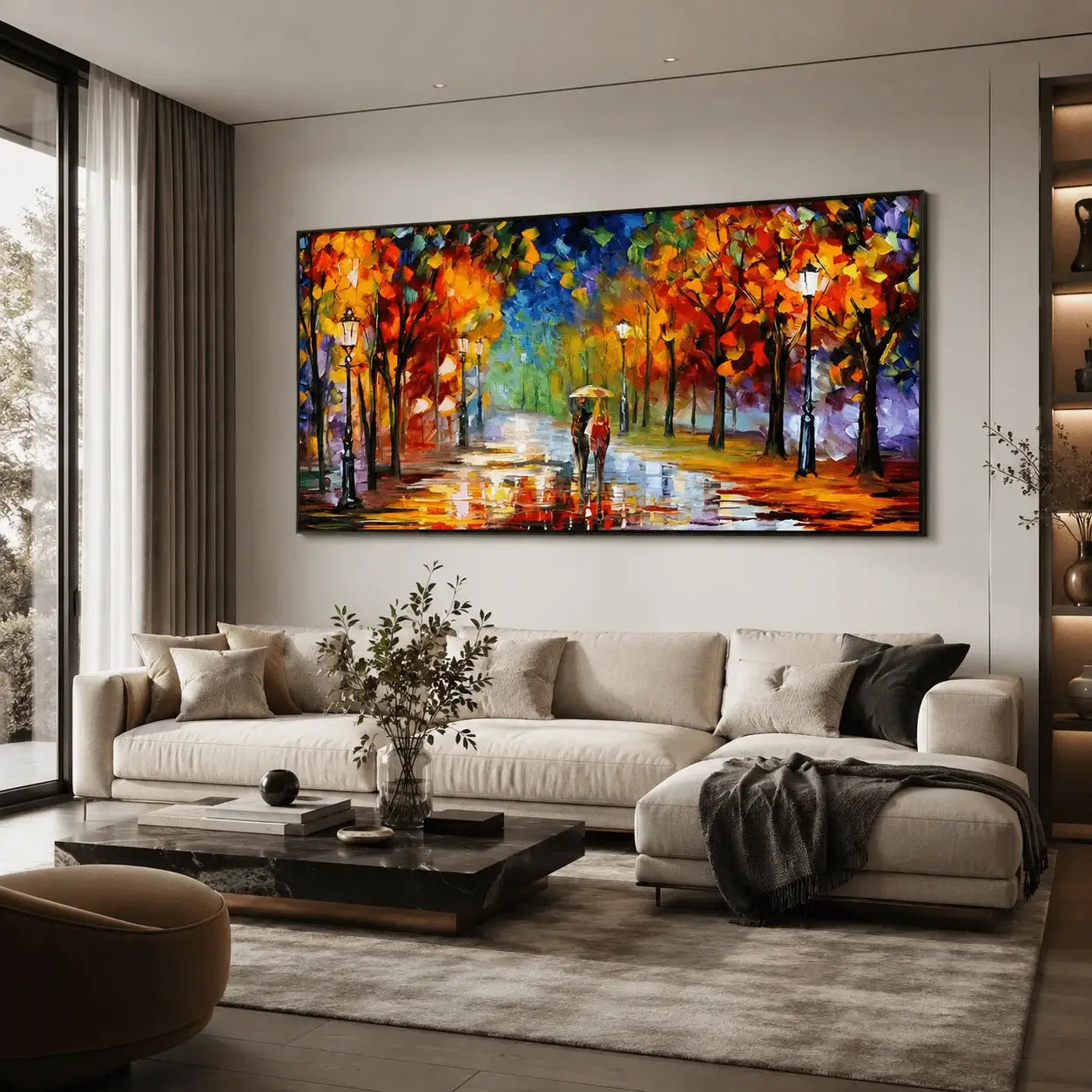 Quadro su tela 'Passeggiate di Sera', con un paesaggio serale che cattura l'incanto di una passeggiata al tramonto, aggiungendo eleganza alla tua casa.