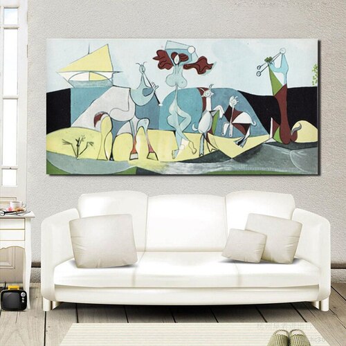 Quadro “La Joie de Vivre di Pablo Picasso”: riproduzione su tela dei personaggi stilizzati e colorati dell’opera originale.