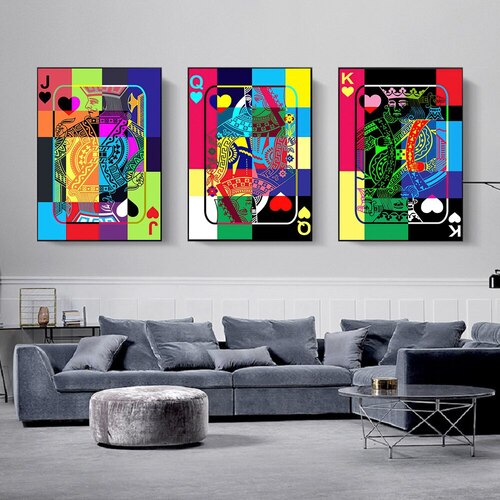 quadro che raffigura la scala reale delle carte francesi colorate