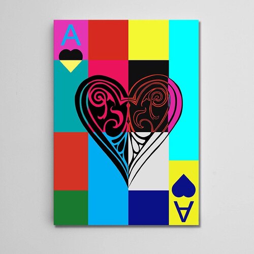 quadro che raffigura l'asso delle carte francesi colorate