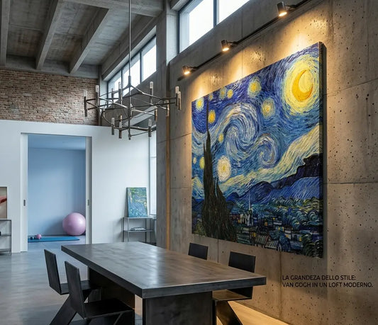 riproduzione su tela quadro famoso Notte Stellata Van Gogh loft industriale moderno design lusso