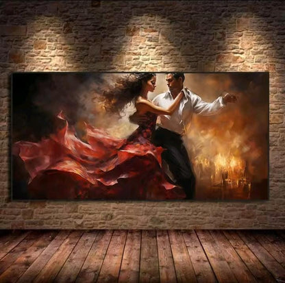 Due ballerini che ballano insieme con eleganza e intensità, raffigurazione artistica del movimento e dell’unione.