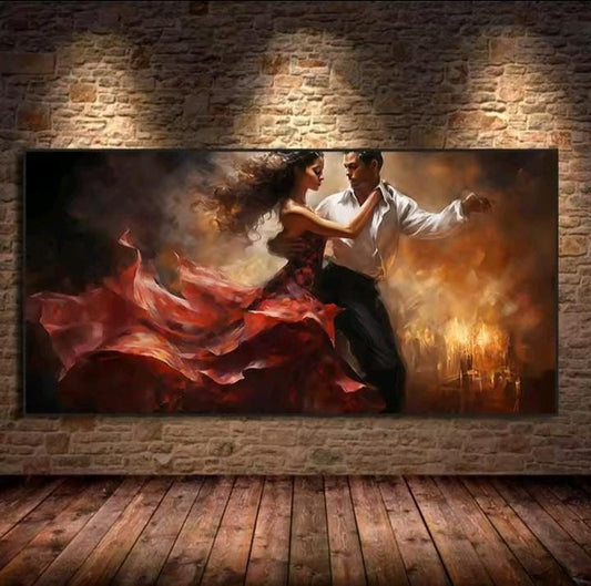 Due ballerini che ballano insieme con eleganza e intensità, raffigurazione artistica del movimento e dell’unione.