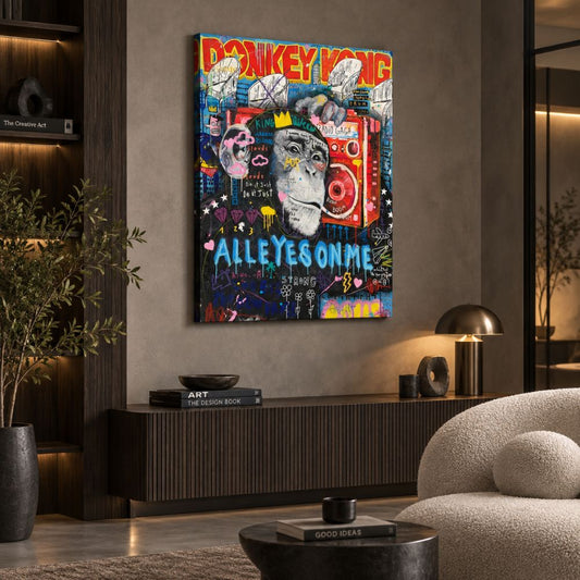 Quadro su tela “Donkey Kong Pop Art”: personaggio videoludico in stile pop art su tela moderna.