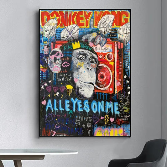 Quadro “Donkey Kong Pop Art”: personaggio videoludico in stile pop art su tela moderna.