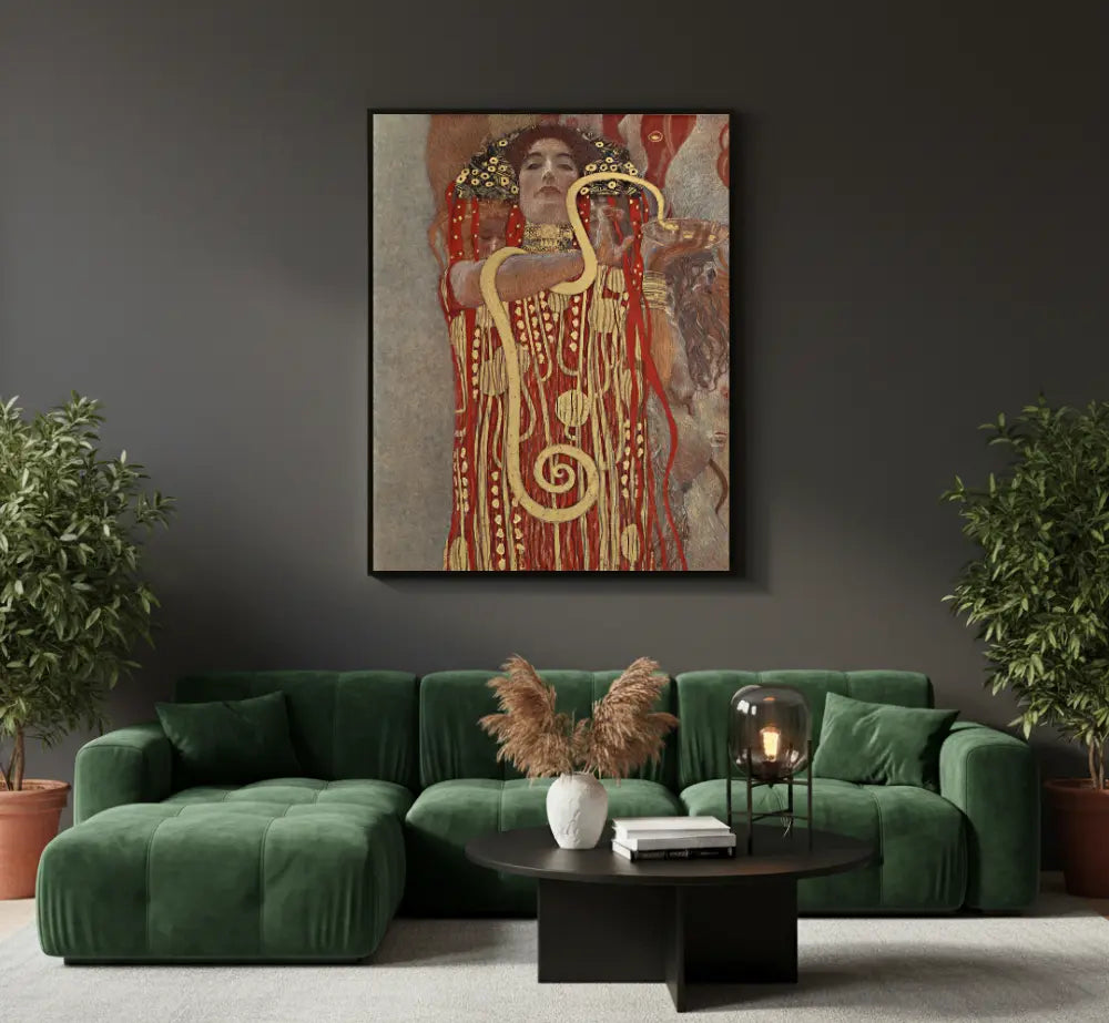 quadro hygieia klimt opera medicina stampa su tela arte simbolista decorativa elegante dorata soggiorno