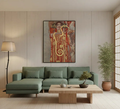 quadro hygieia klimt opera medicina stampa su tela arte simbolista decorativa elegante dorata soggiorno
