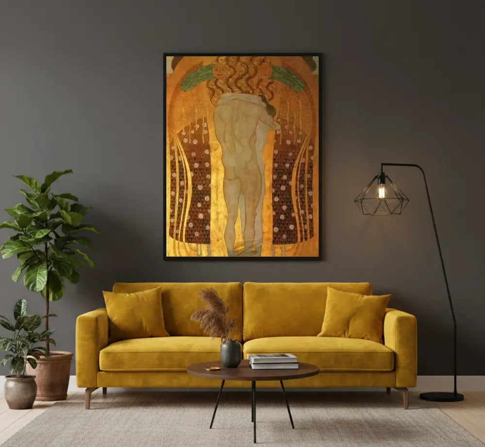 quadro fregio di beethoven klimt inno alla gioia stampa su tela arte simbolista decorativa elegante soggiorno