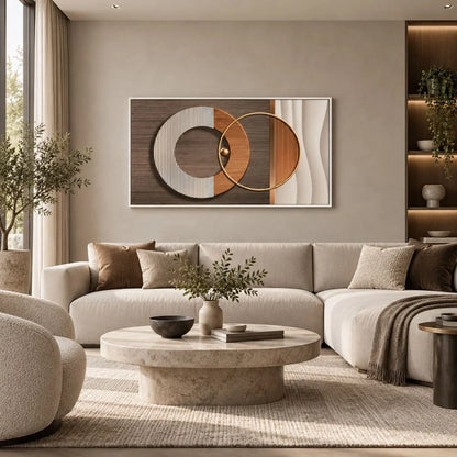 Intreccio Moderno – quadro su tela con cornice bianca astratto su tela con linee e forme intrecciate, stile contemporaneo Made in Italy
