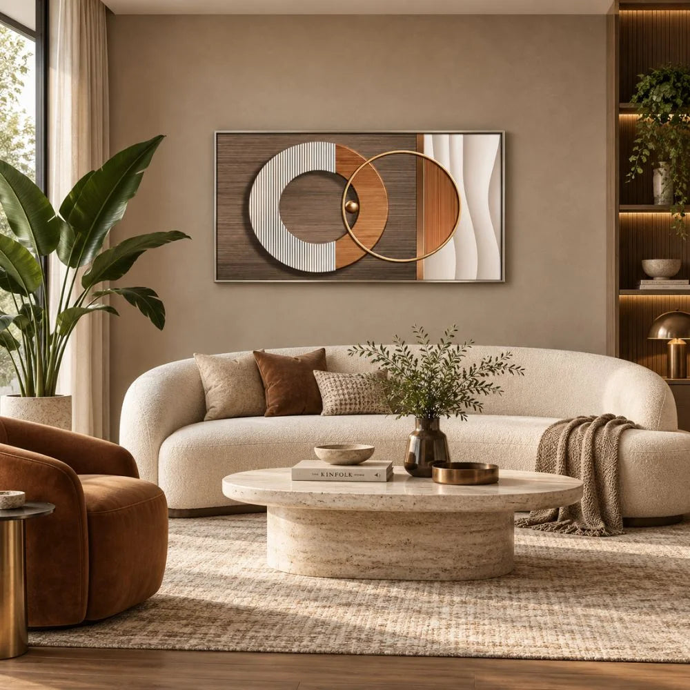 Intreccio Moderno – quadro su tela con cornice argento astratto su tela con linee e forme intrecciate, stile contemporaneo Made in Italy
