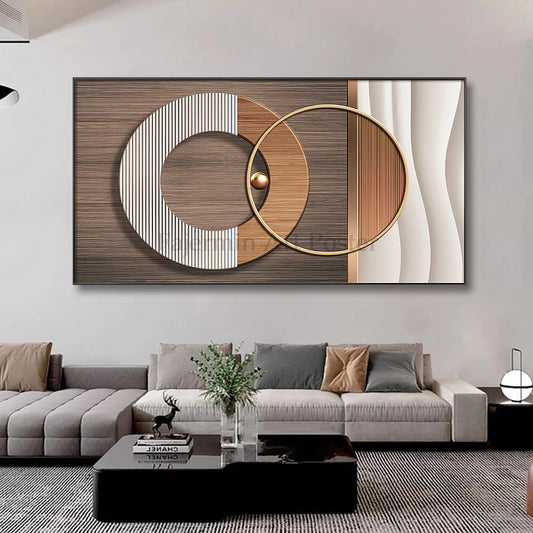 Quadro astratto con linee e forme intrecciate, design moderno e colori armoniosi, perfetto per interni contemporanei.