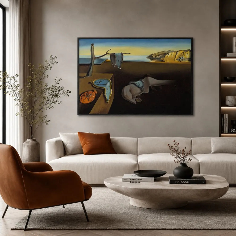 quadro che raffigura l'opera di salvador dalì con orologi molli e percezione del tempo alterata