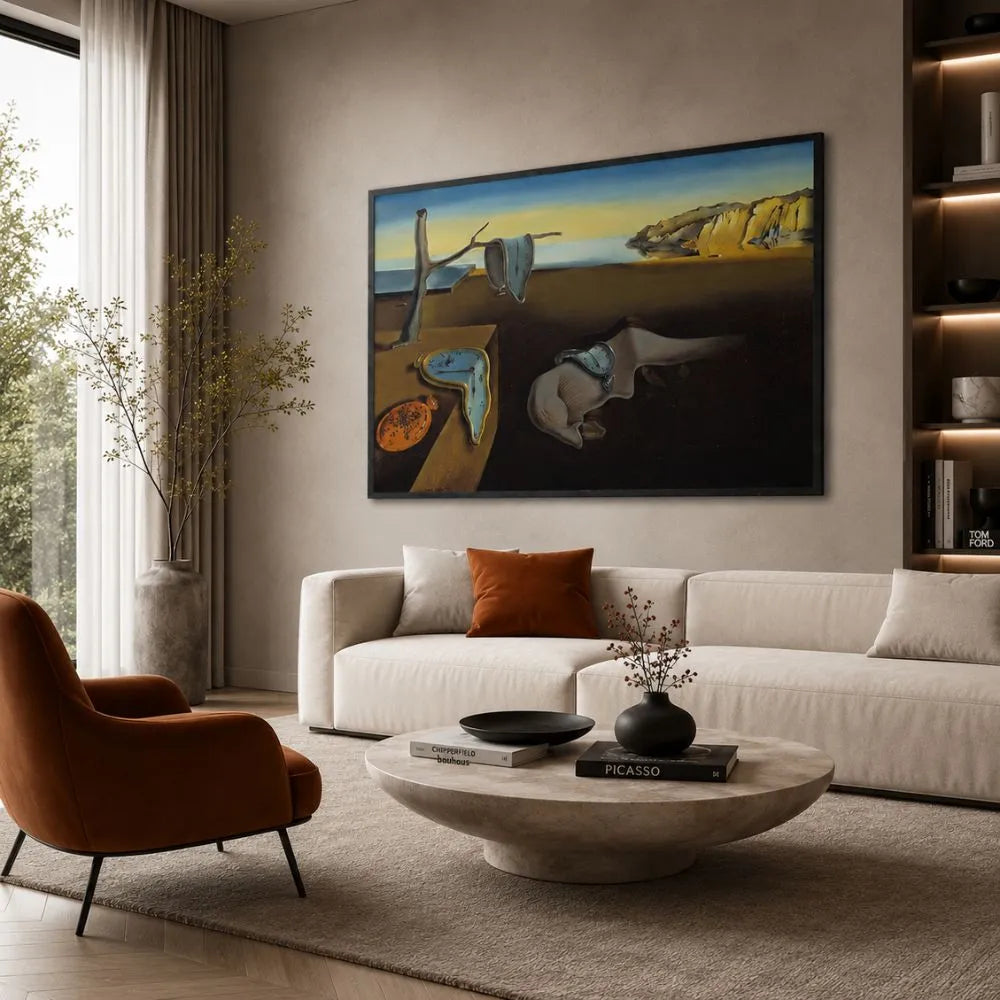 quadro che raffigura l'opera di salvador dalì con orologi molli e percezione del tempo alterata