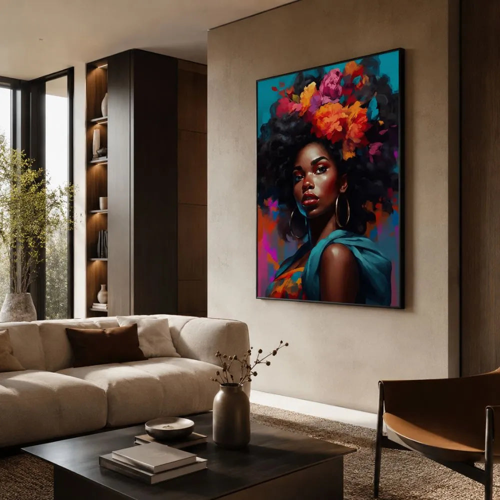 Quadro su tela moderno donna africana