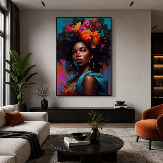 Quadro su tela moderno donna africana