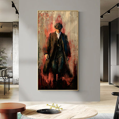 Quadro Thomas Shelby, un dipinto che cattura l'essenza del protagonista di Peaky Blinders, ideale per arredare con un tocco di classe e potenza.