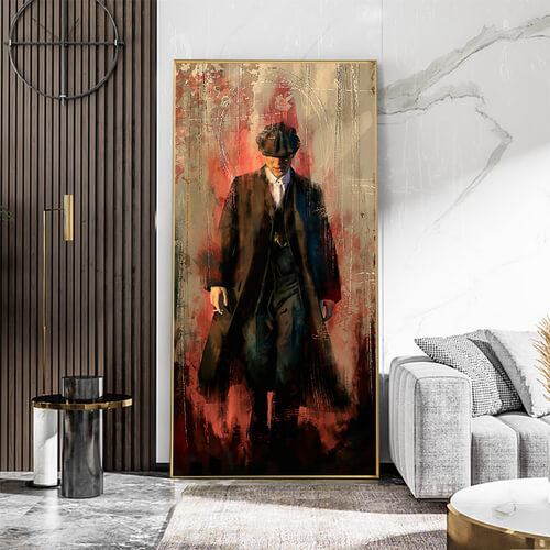 Quadro Thomas Shelby, un dipinto che cattura l'essenza del protagonista di Peaky Blinders, ideale per arredare con un tocco di classe e potenza.