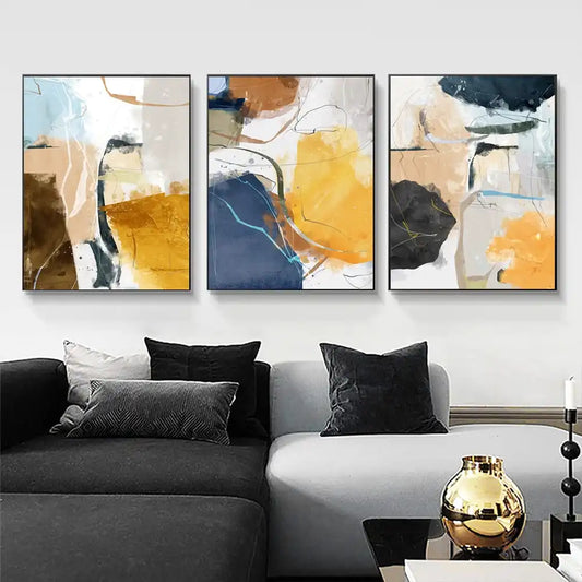 Quadro decorativo su tela raffigurante composizioni astratte dai toni armoniosi, ideale per ambienti moderni