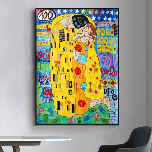 Quadro “La Famiglia di Klimt Pop Art”: figura stilizzata di Klimt in versione pop art su tela.