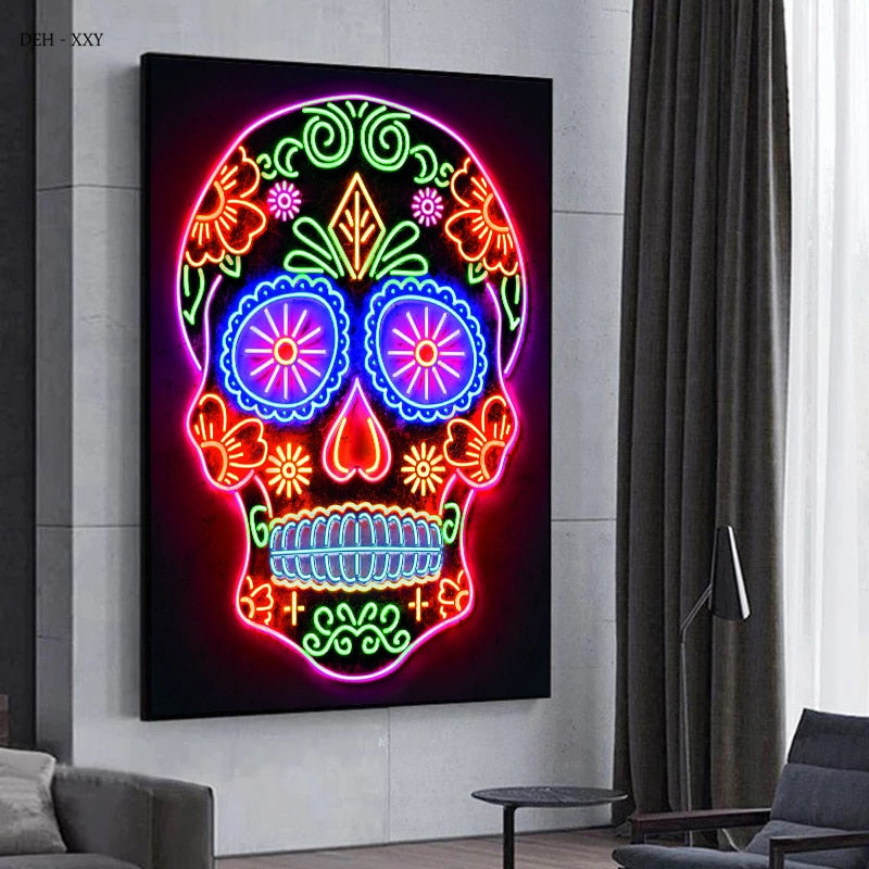 Neon Mexican Skull
