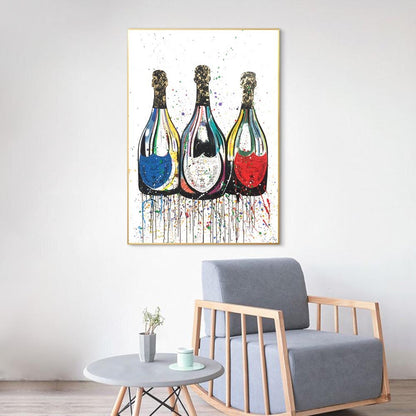 Quadro Bottiglie di Champagne, un dipinto che rappresenta il lusso e la celebrazione, ideale per arredare con stile e classe ogni spazio.