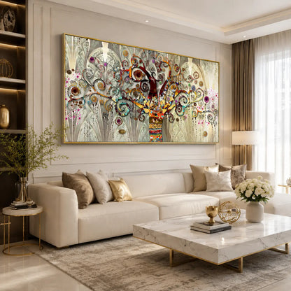 Quadro Albero della Vita di Klimt, una riproduzione dell'iconico dipinto che unisce oro, natura e simbolismo, ideale per arredamenti eleganti.