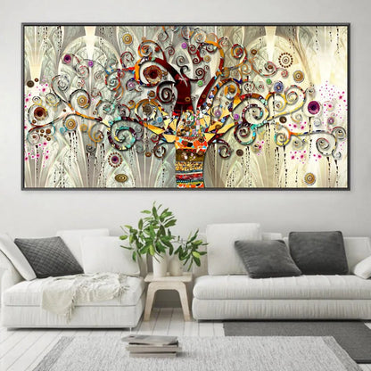 Quadro Albero della Vita di Klimt, una riproduzione dell'iconico dipinto che unisce oro, natura e simbolismo, ideale per arredamenti eleganti.