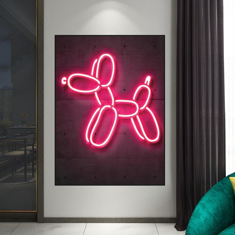 Stampe e quadri su tela moderni Cane palloncino Neon