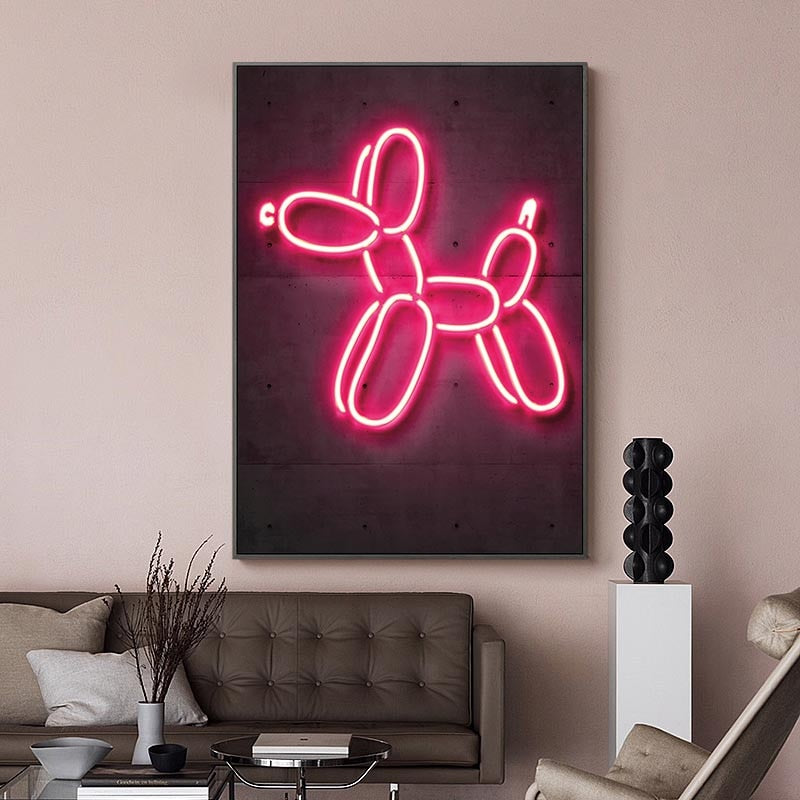 Stampe e quadri su tela moderni Cane palloncino Neon