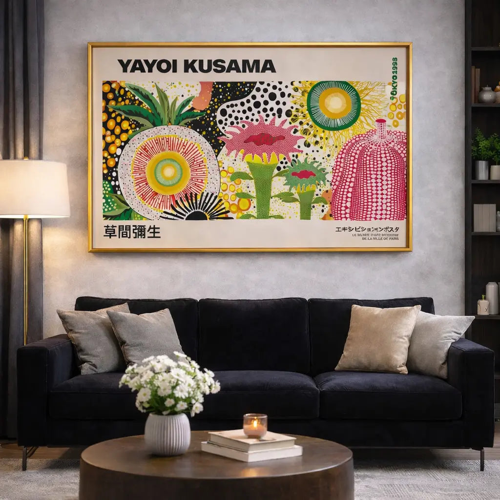 quadro yayoi kusama energia vitale infinita arte moderna colorata soggiorno design contemporaneo stampa tela