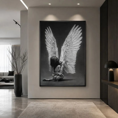 Angelo caduto dal cielo – stampa artistica su tela per soggiorno e camera da letto, design contemporaneo
