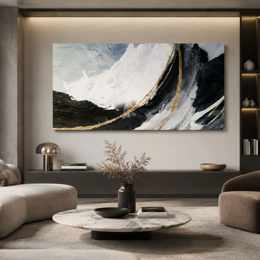 Contrasto Astratto – quadro su tela astratto orizzontale con forte impatto visivo, Made in Italy
