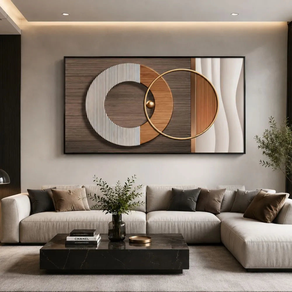 Intreccio Moderno – stampa su tela astratta orizzontale per soggiorno e ambienti di design
