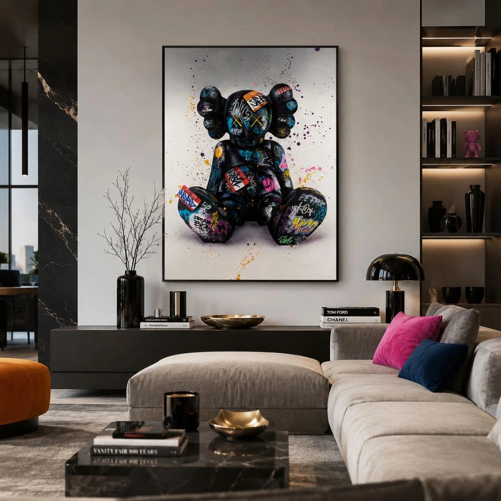 quadro kaws graffiti stampa su tela street art moderna personaggio urban pop art contemporanea