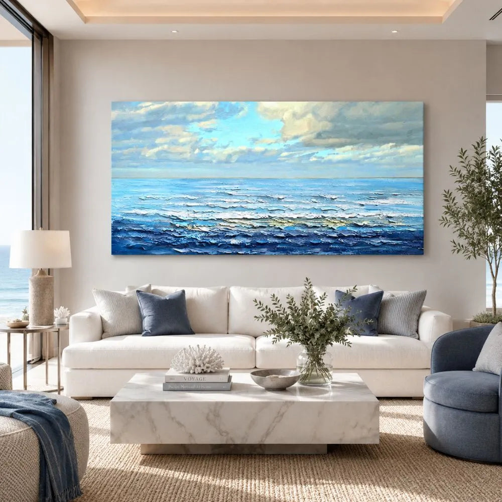 quadro magnifici orizzonti stampa su tela paesaggio marino mare onde cielo azzurro arredamento moderno