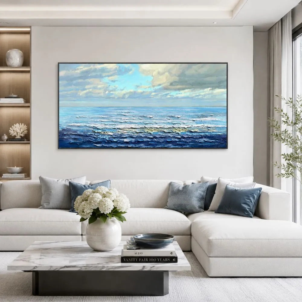 quadro magnifici orizzonti stampa su tela paesaggio marino mare onde cielo azzurro arredamento moderno