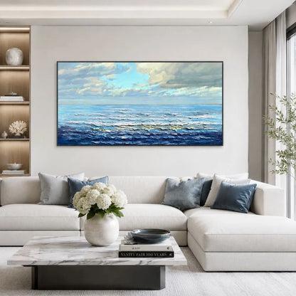 quadro magnifici orizzonti stampa su tela paesaggio marino mare onde cielo azzurro arredamento moderno