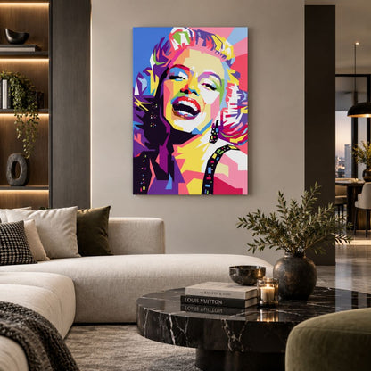 Marilyn Monroe quadro moderno su tela con ritratto femminile dai colori vivaci, ideale per soggiorno e arredamento moderno
