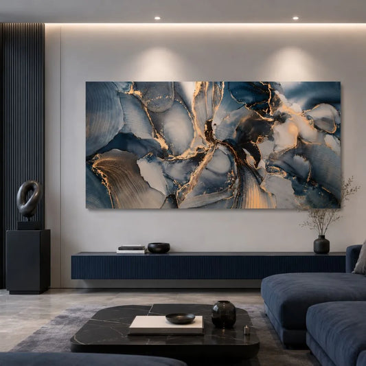 Marmo vivido astratto – quadro su tela con texture marmorea e colori vividi, stile moderno Made in Italy
