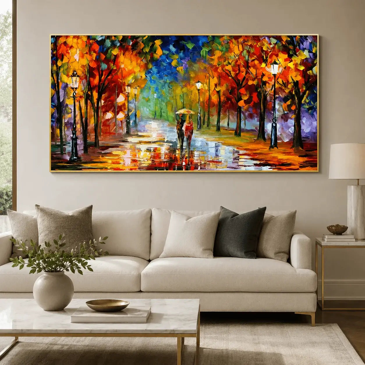 Quadro su tela 'Passeggiate di Sera', con un paesaggio serale che cattura l'incanto di una passeggiata al tramonto, aggiungendo eleganza alla tua casa.