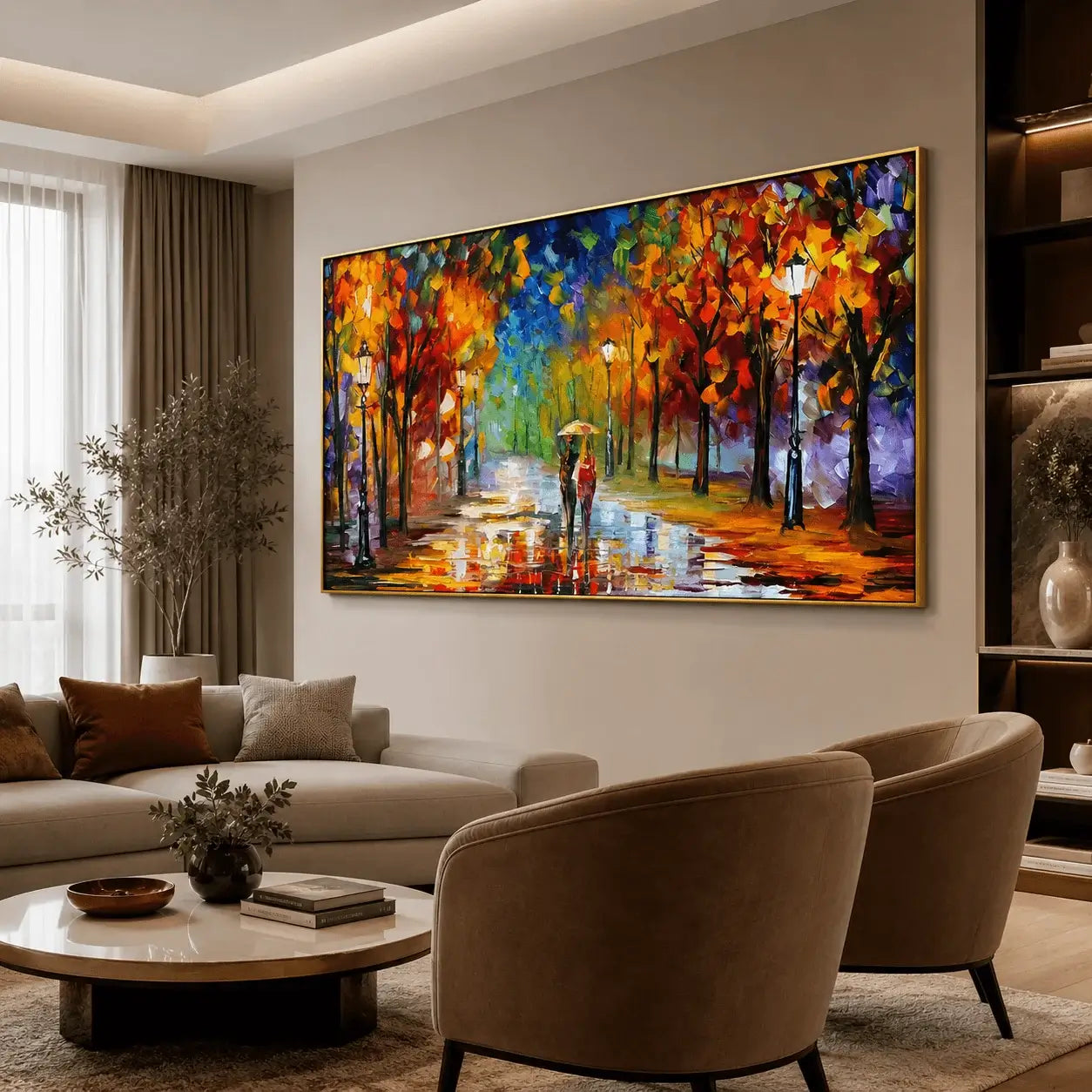 Quadro su tela 'Passeggiate di Sera', con un paesaggio serale che cattura l'incanto di una passeggiata al tramonto, aggiungendo eleganza alla tua casa.