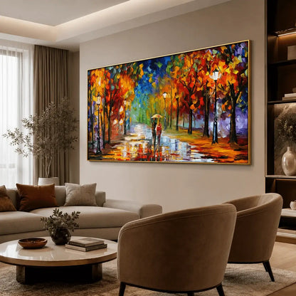 Quadro su tela 'Passeggiate di Sera', con un paesaggio serale che cattura l'incanto di una passeggiata al tramonto, aggiungendo eleganza alla tua casa.