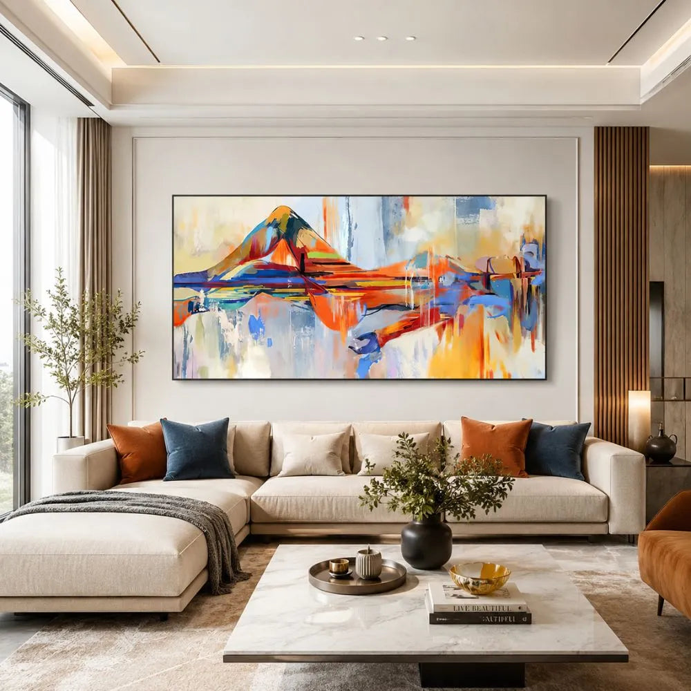 Sensualità sospesa Quadro su tela con cornice nera astratta moderna colorata per soggiorno contemporaneo