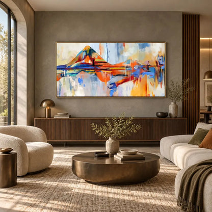 Sensualità sospesa Quadro su tela con cornice oro astratta moderna colorata per soggiorno contemporaneo
